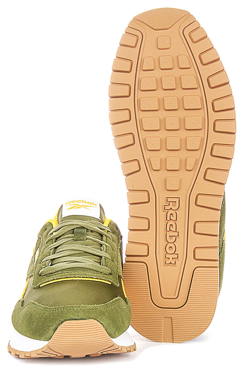 Reebok Glide In Green Yellow Suede For Men