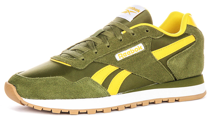 Reebok Glide In Green Yellow Suede For Men