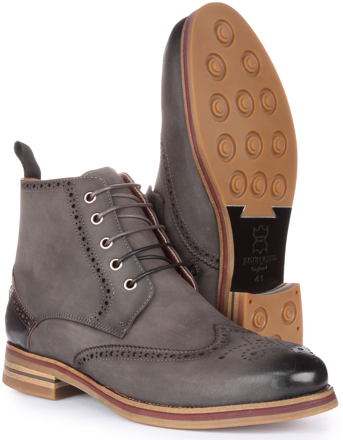 Mens grey clearance brogue boots