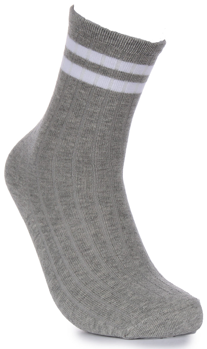 JUST REESS Herren 2 Paar Streifen Socken Grau