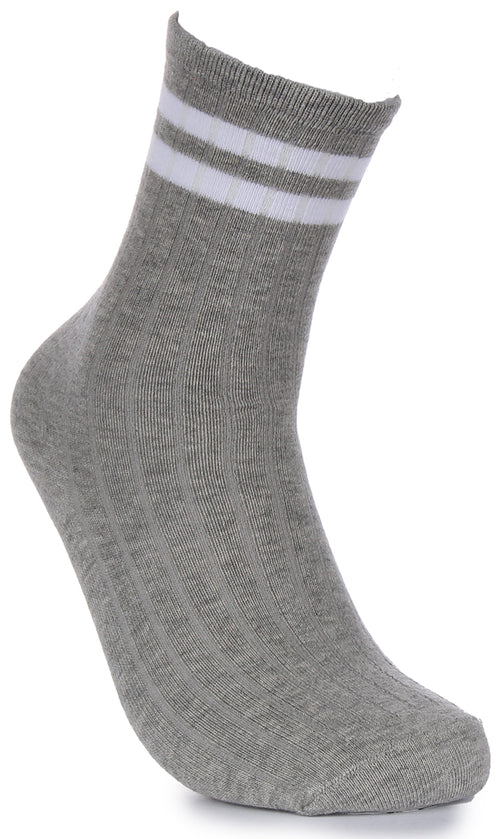 JUSTINREESS 2 paires de chaussettes à rayures pour hommes en gris
