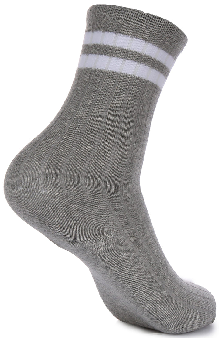 Justinreess England 2 Pair Socks In Grey White Stripe