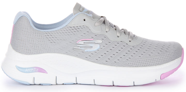 Skechers Arch Fit Infinity Cool Baskets à lacets en maille végane pour femmes en gris