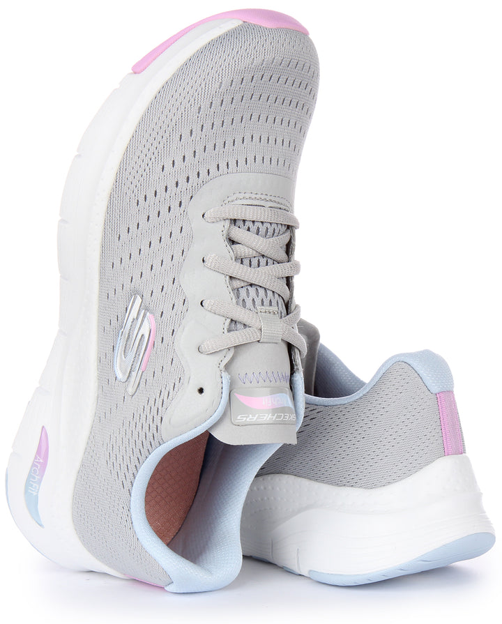 Skechers Arch Fit Infinity Cool Baskets à lacets en maille végane pour femmes en gris