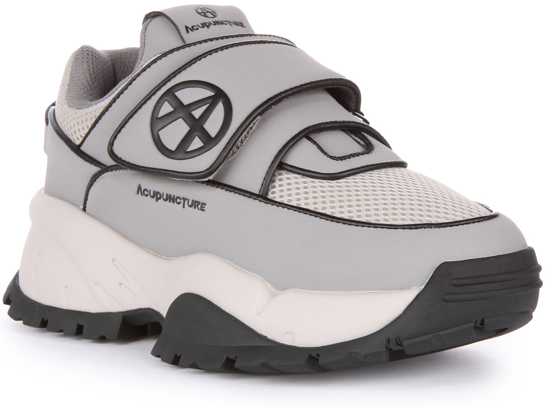 Acupuncture Beefer Grey | Mesh Top Strap Chunky Sole Trainer – 4feetshoes