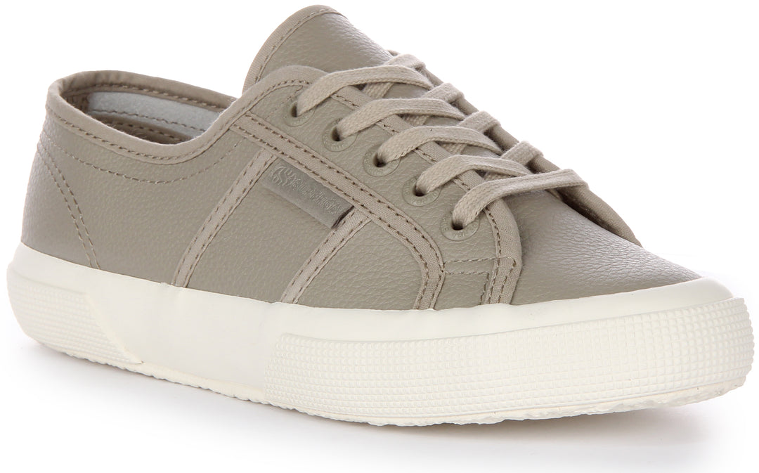 Superga 2750 Tumbled Leather In Grey Lace up Casual Trainers