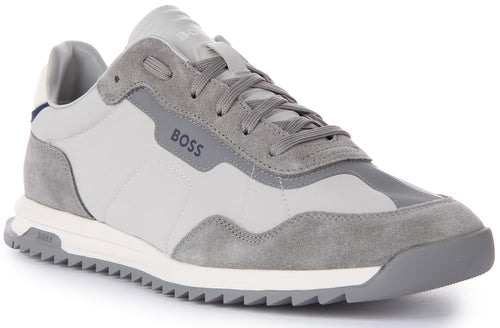 Boss Zayn Lowp ITSD Zapatillas con cordones de material mixto para hombre en gris