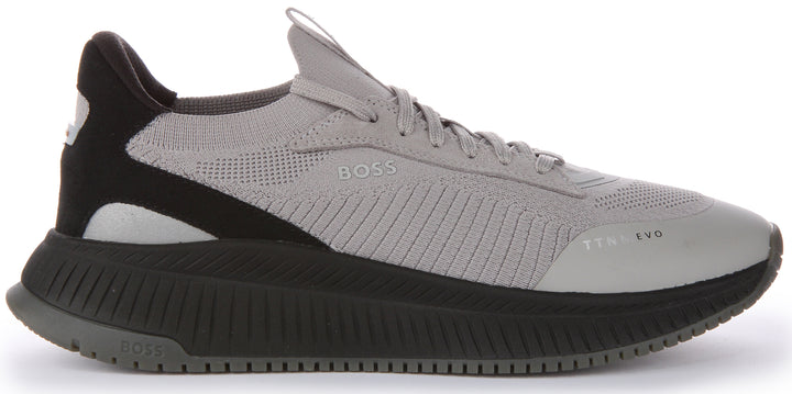 Boss TTNM Evo Slon KNSD Baskets à lacets en tricot pour hommes en gris