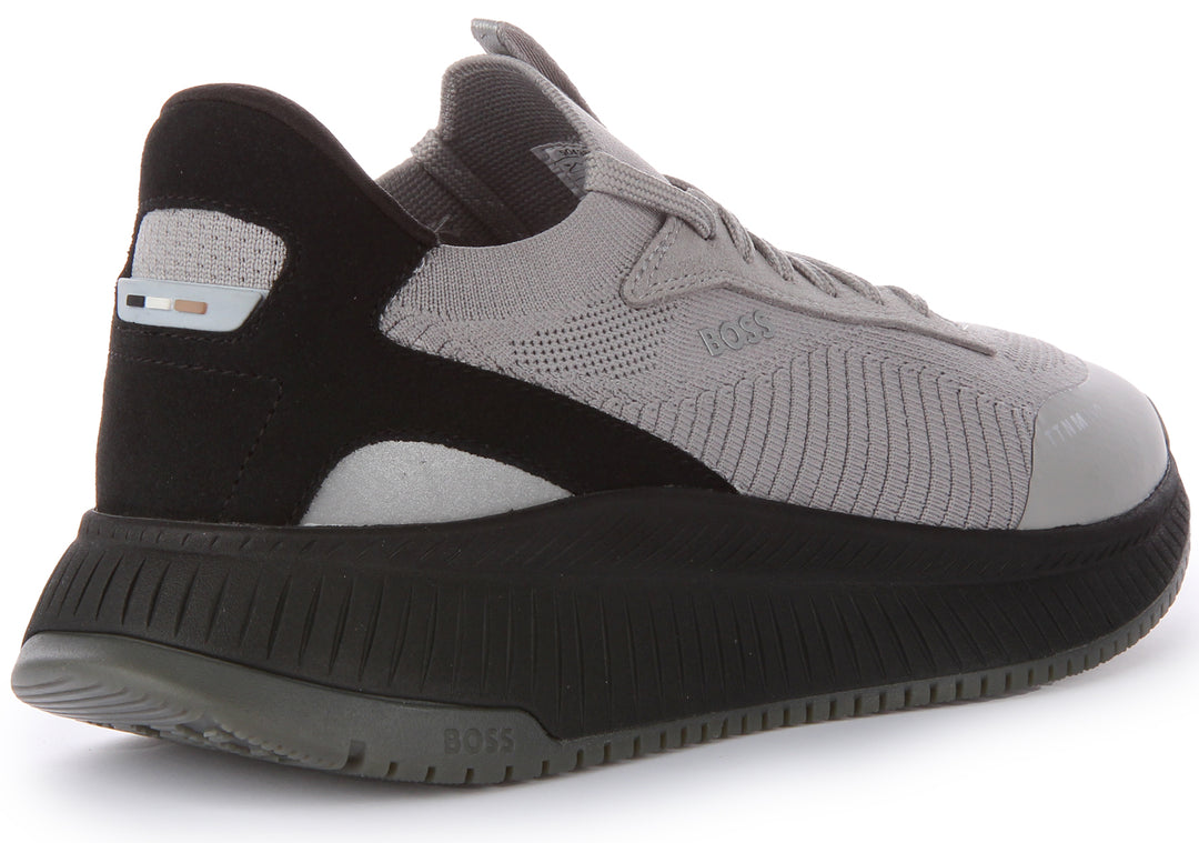 Boss TTNM Evo Slon KNSD Baskets à lacets en tricot pour hommes en gris