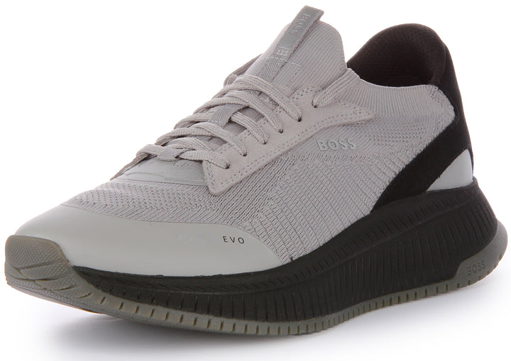 Boss TTNM Evo Slon KNSD Baskets à lacets en tricot pour hommes en gris