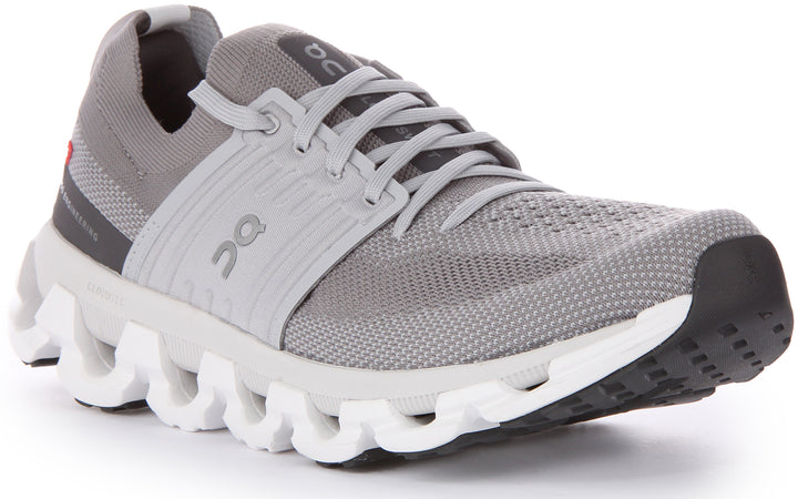 On Running Cloudswift 3 Baskets CloudTec à lacets en maille à double densité pour hommes en gris