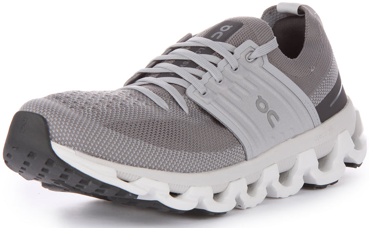 On Running Cloudswift 3 Baskets CloudTec à lacets en maille à double densité pour hommes en gris