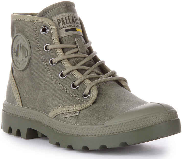 Palladium Pampa Hi Wax Botines vegano de lona encerada con cordones para en gris