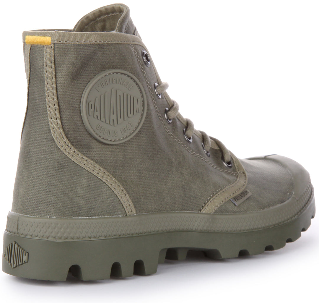 Palladium Pampa Hi Wax Botines vegano de lona encerada con cordones para en gris