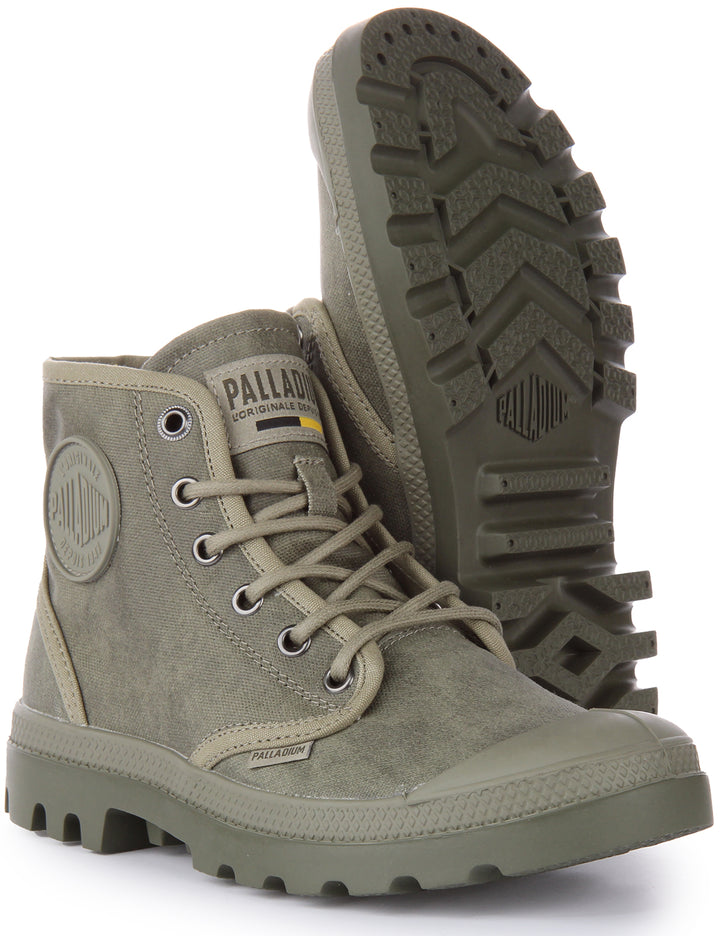 Palladium Pampa Hi Wax Stivaletto allacciato in tela cerata vegana da in grigio