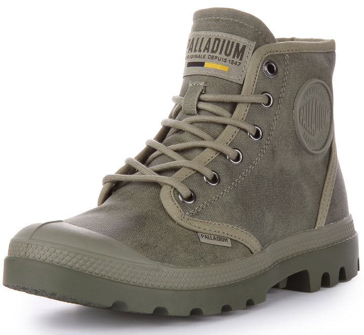 Palladium Pampa Hi Wax Bottines à lacets en toile cirée végane poure en gris