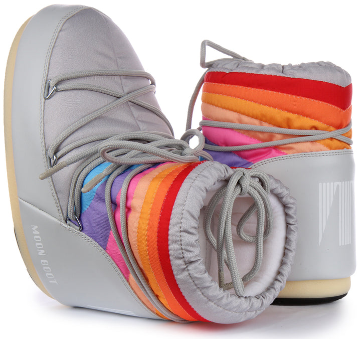 Moon Boot Icon Low Rainbow In Grey For Women