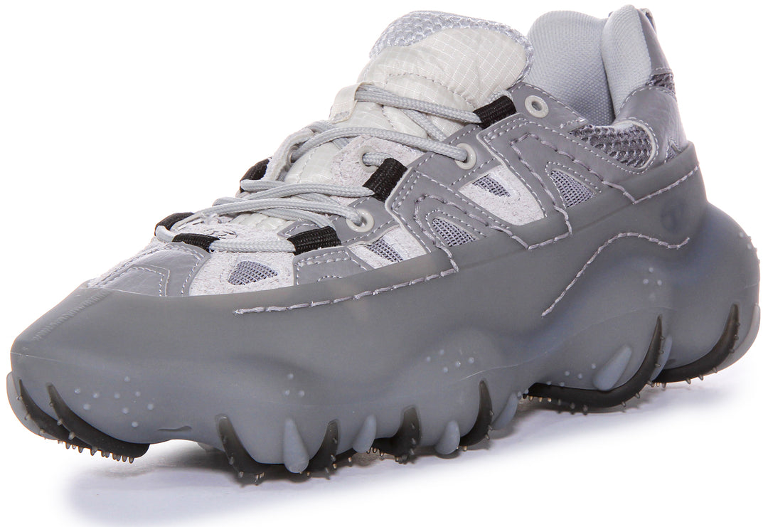 Diesel Sneaker in pelle e mesh con gabbia in gomma strutturata strato strato SPrototype P1 Utility Layered per uomo in grigio