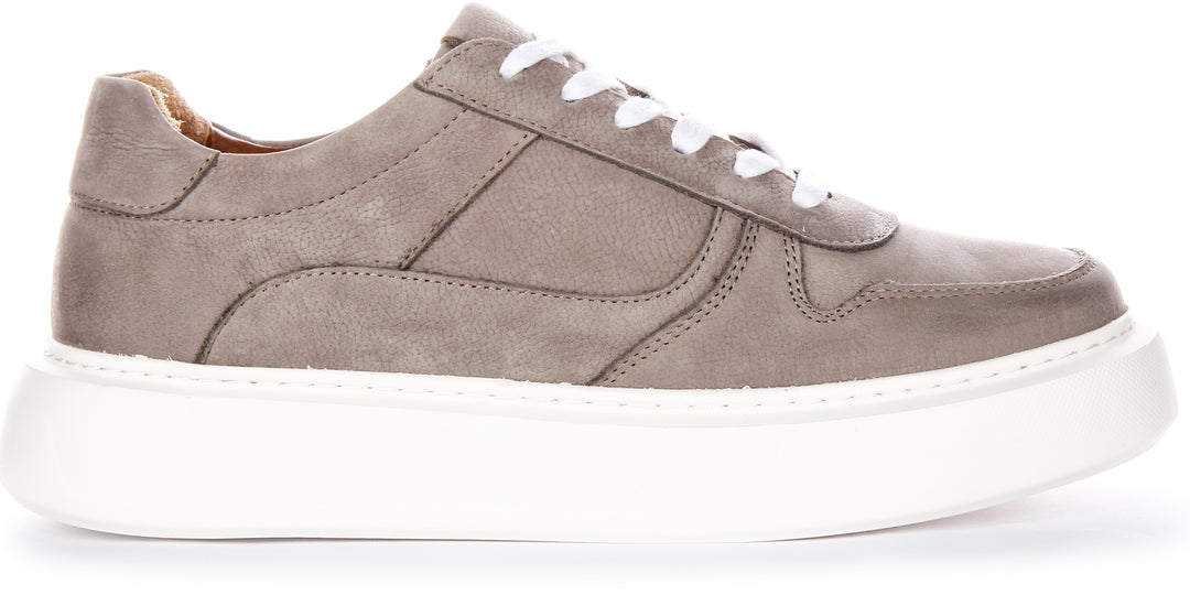 JUSTINREESS Conroy Baskets décontractées en cuir nubuck à silhouette intelligente pour hommes en gris