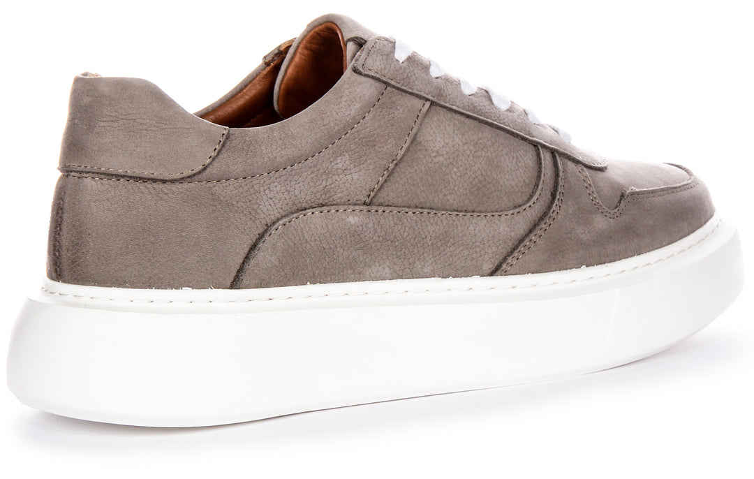 JUSTINREESS Conroy Baskets en cuir nubuck décontractées pour hommes en gris