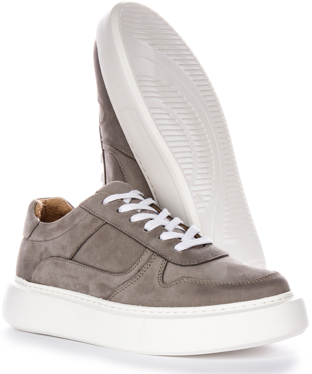 JUSTINREESS Conroy Baskets en cuir nubuck décontractées pour hommes en gris