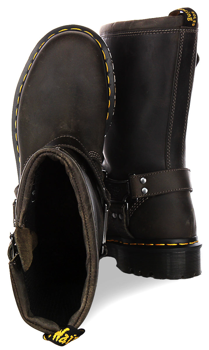 Dr Martens Anistone Hi Biker Boots In Grey