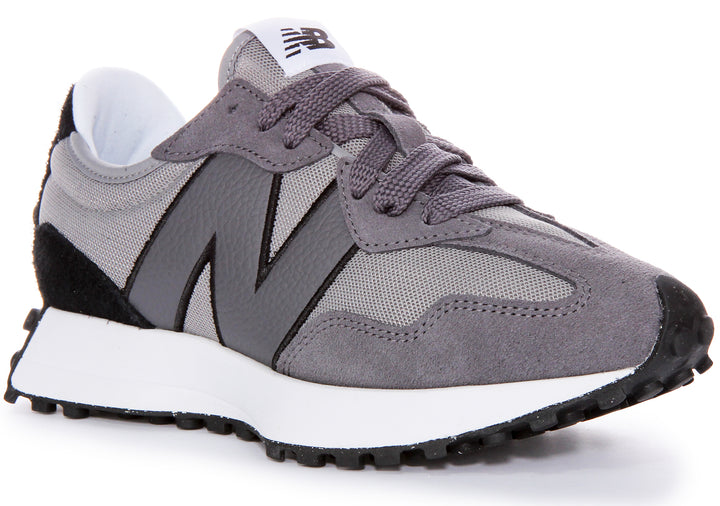 New Balance Unisex U327MD 70s Heritage Oversized Logo RN Wildleder MeshSneaker in Grau Schwarz