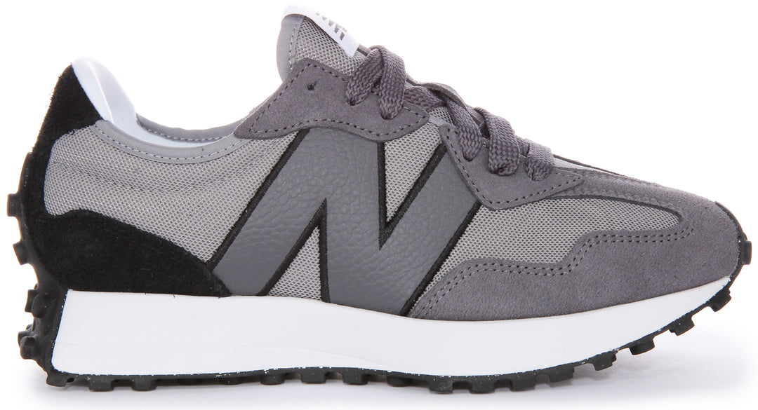 New Balance Unisex U327MD 70s Heritage Oversized Logo RN Wildleder MeshSneaker in Grau Schwarz