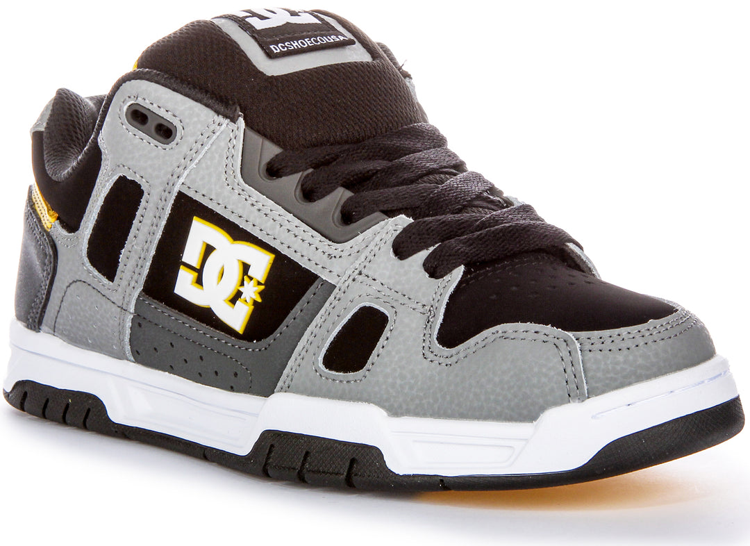 DC Zapatos Stag Gris Negro para hombres Patinaje de encaje de