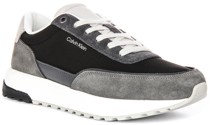 Calvin Klein Low Top Lace up Runner In Grey Black For Men