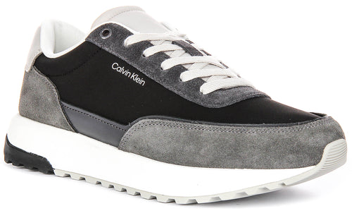 Calvin Klein Low Top Lace up Runner In Grey Black For Men