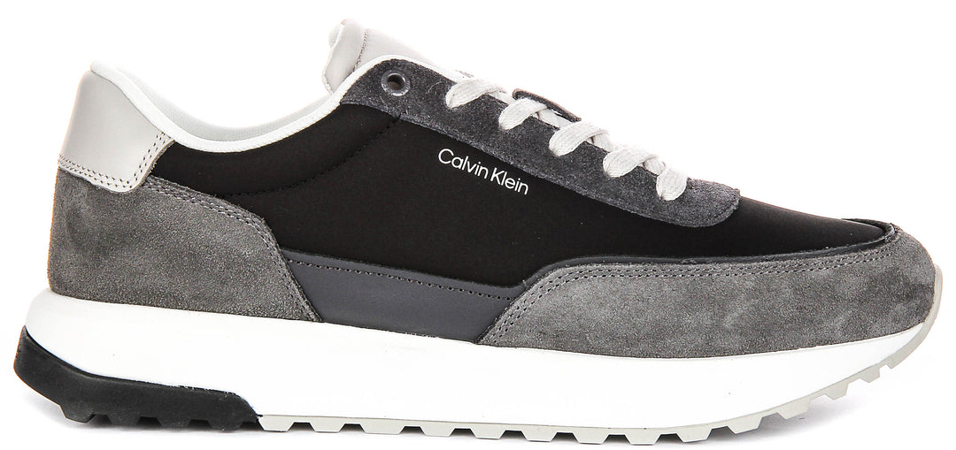 Calvin Klein Low Top Lace up Runner In Grey Black For Men