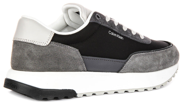 Calvin Klein Low Top Lace up Runner In Grey Black For Men