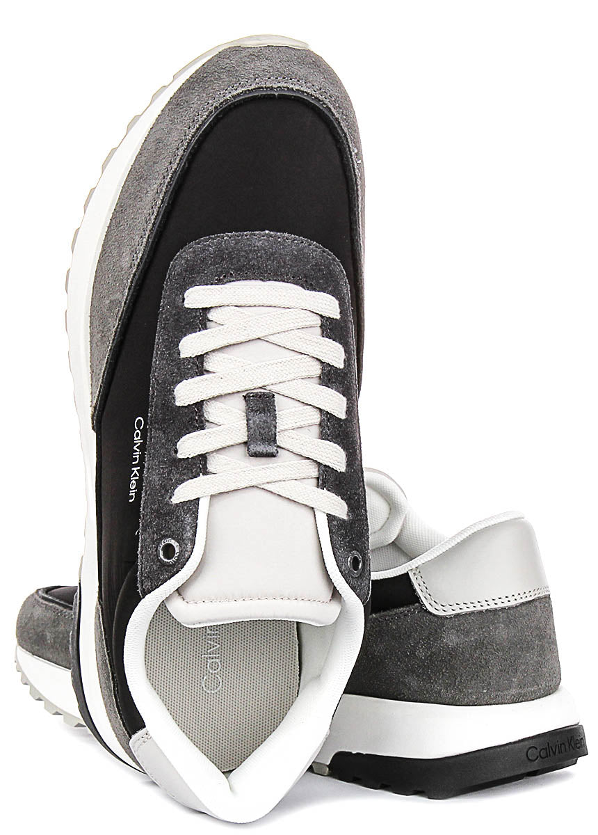 Calvin Klein Low Top Lace up Runner In Grey Black For Men