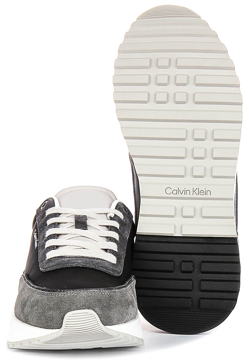 Calvin Klein Low Top Lace up Runner In Grey Black For Men
