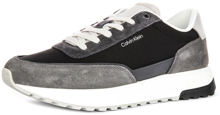 Calvin Klein Low Top Lace up Runner In Grey Black For Men