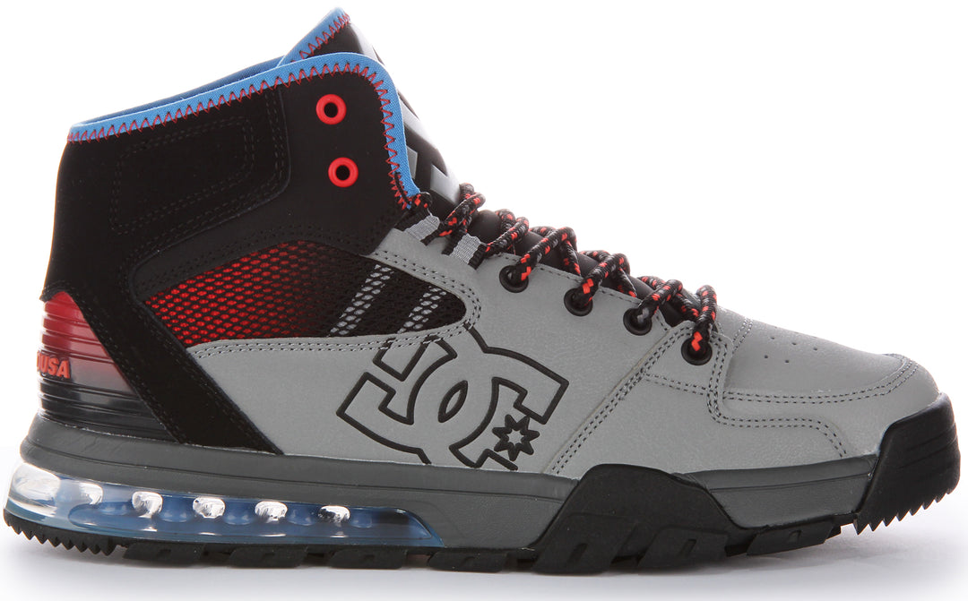 DC Shoes Versatile Hi WR Baskets à lacets en cuir résistant à l'eau pour poure en gris bleu
