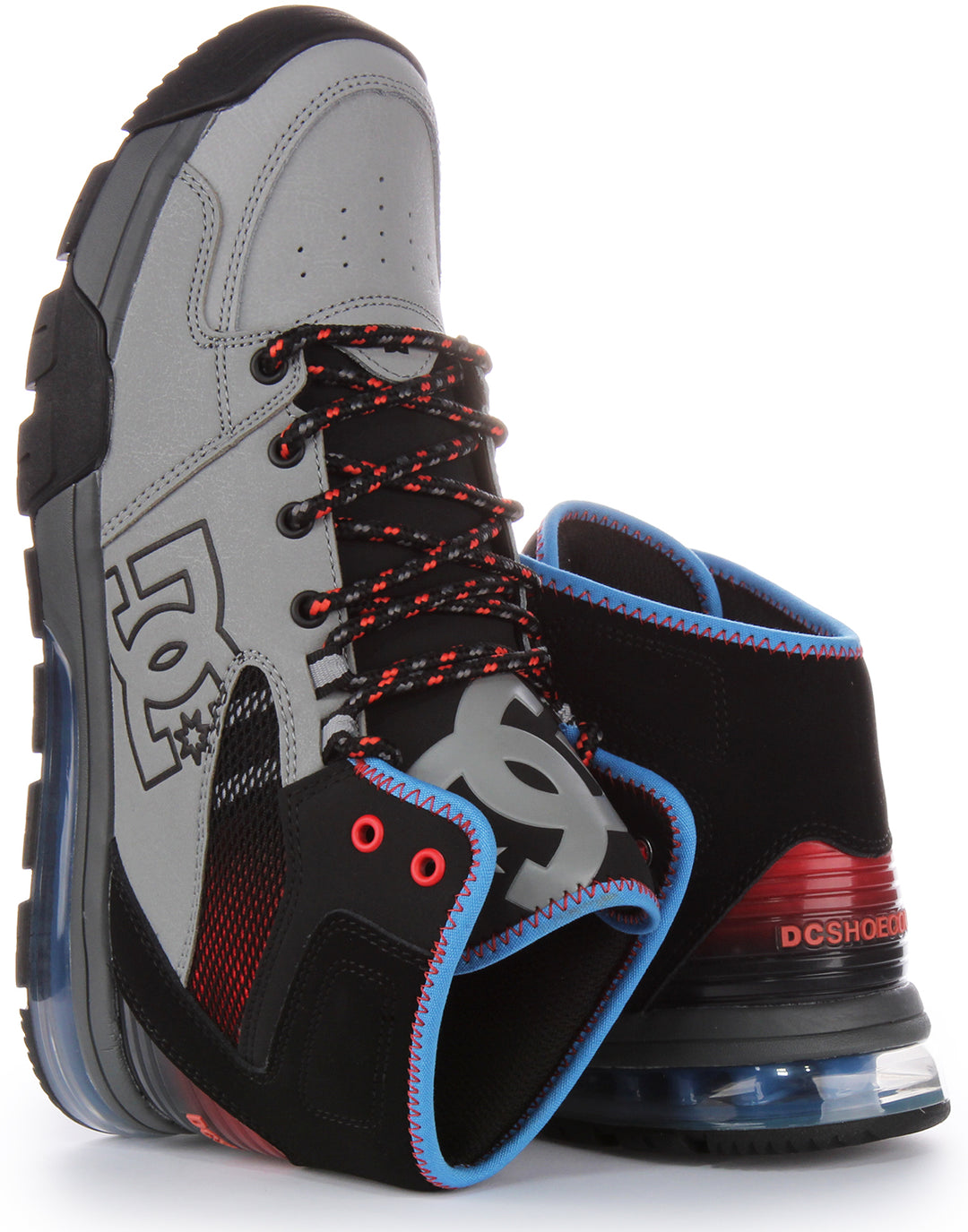 DC Shoes Versatile Hi WR Schnürung Wasserdicht Leder Turnschuhe Grau Blau