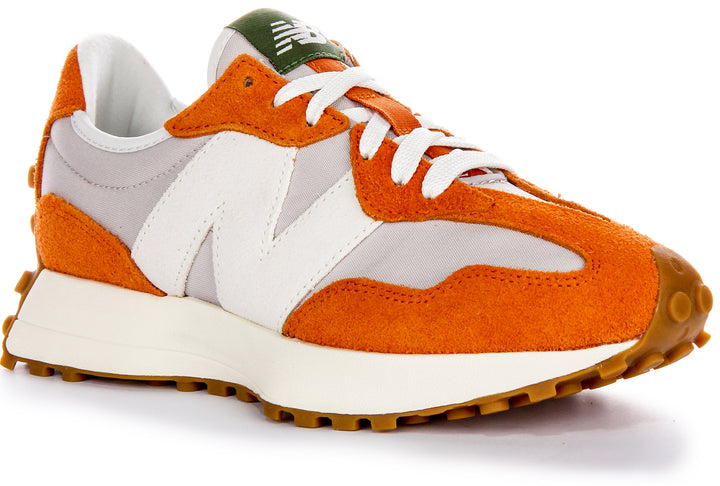 New Balance 70s Heritage Oversized Logo Rn Wildleder Mesh Sneaker in Grau Orange