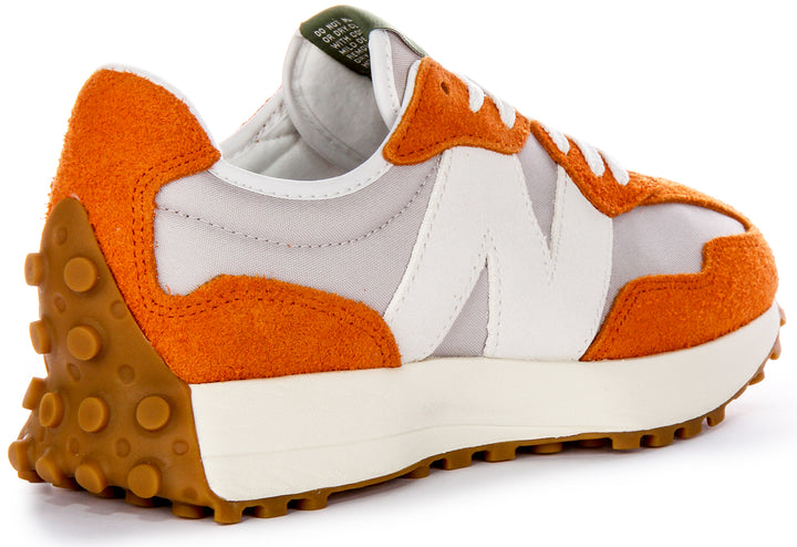 New Balance 70s Heritage Oversized Logo Rn Wildleder Mesh Sneaker in Grau Orange