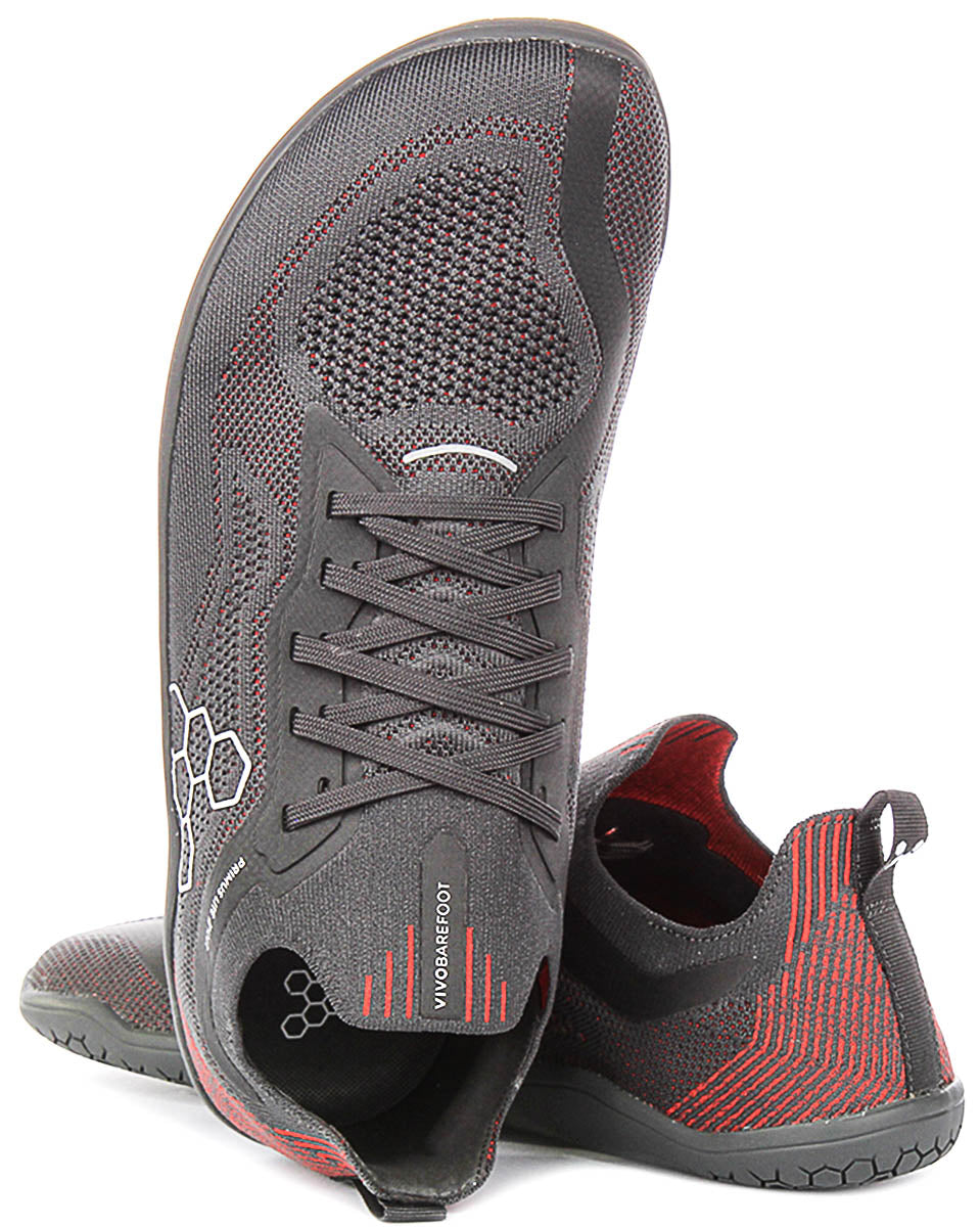Vivobarefoot Primus Lite Knit In Grey Red For Men
