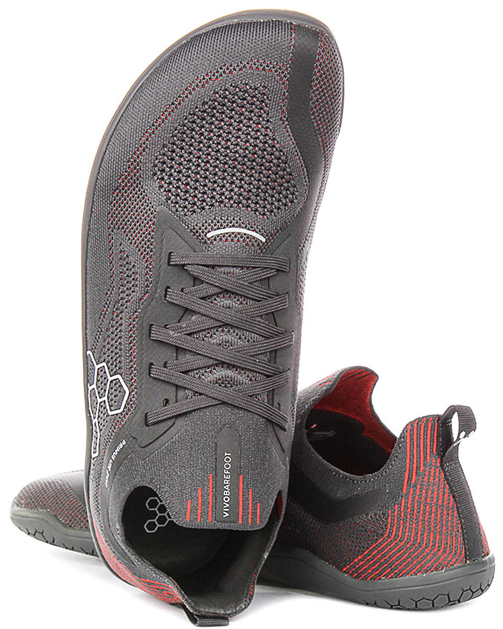 Vivobarefoot Primus Lite Knit In Grey Red For Men