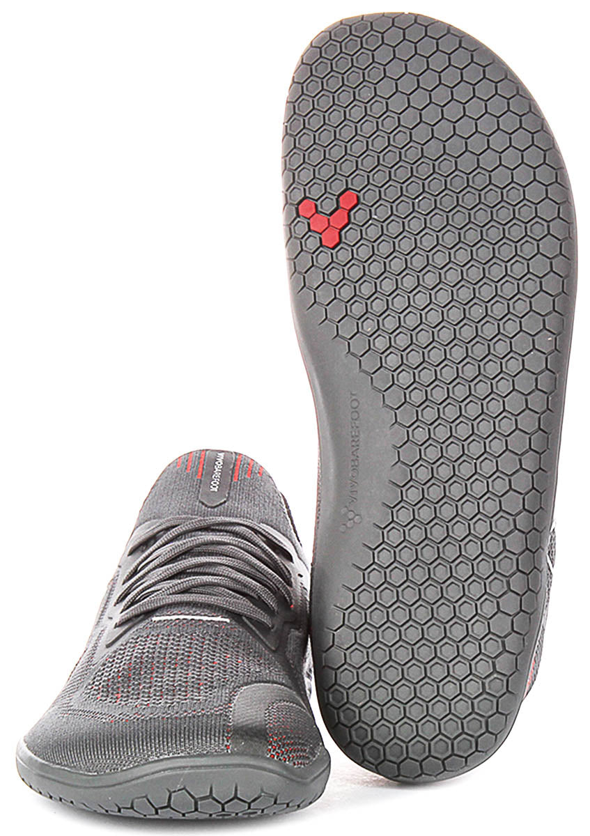 Vivobarefoot Primus Lite Knit In Grey Red For Men