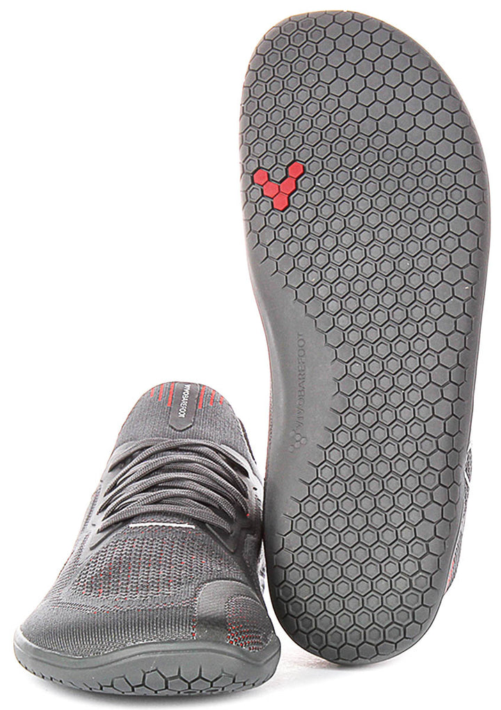 Vivobarefoot Primus Lite Knit In Grey Red For Men