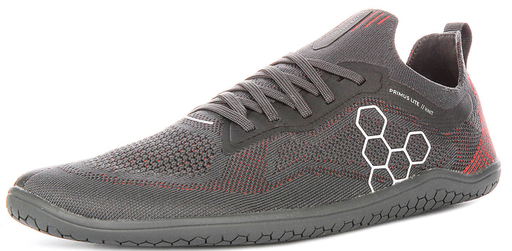 Vivobarefoot Primus Lite Knit In Grey Red For Men