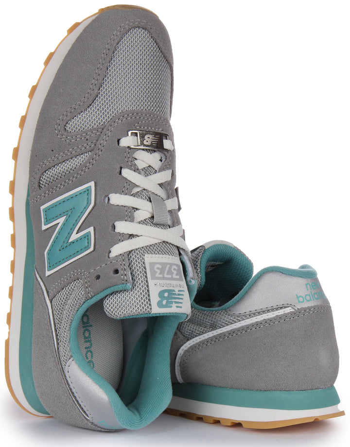 New Balance WL373OD2 Zapatillas con cordones de ante y malla para mujer en gris turquesa