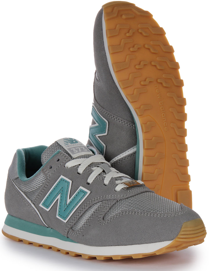 New Balance WL373OD2 Zapatillas con cordones de ante y malla para mujer en gris turquesa