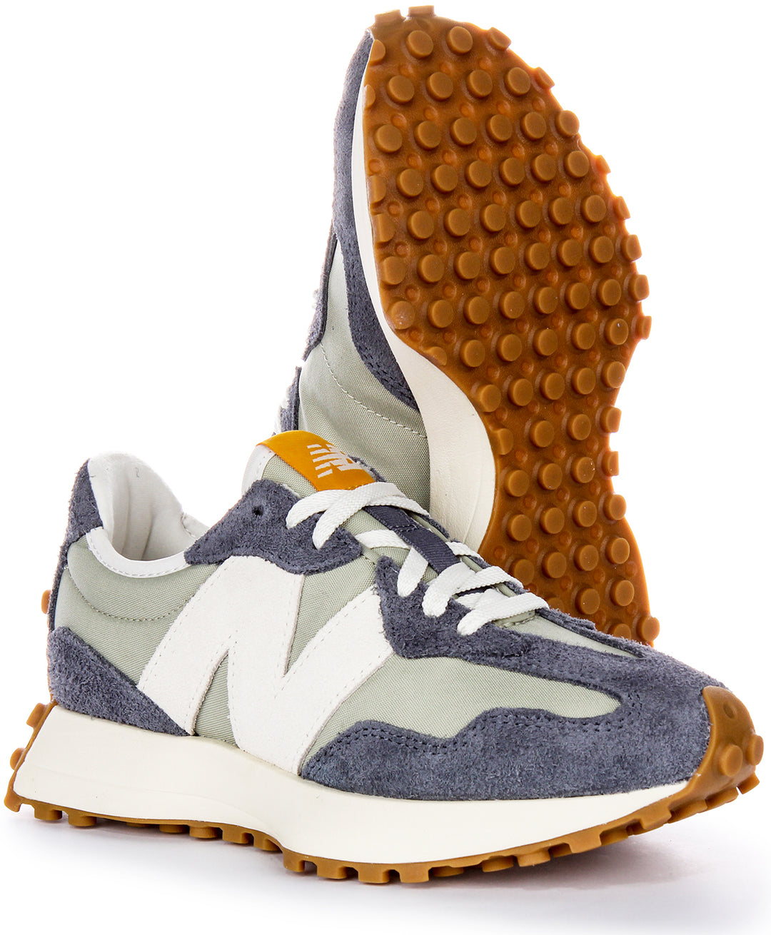 Sneakers New Balance 70s Heritage Oversized Logo RN in suede e mesh grigio bianco