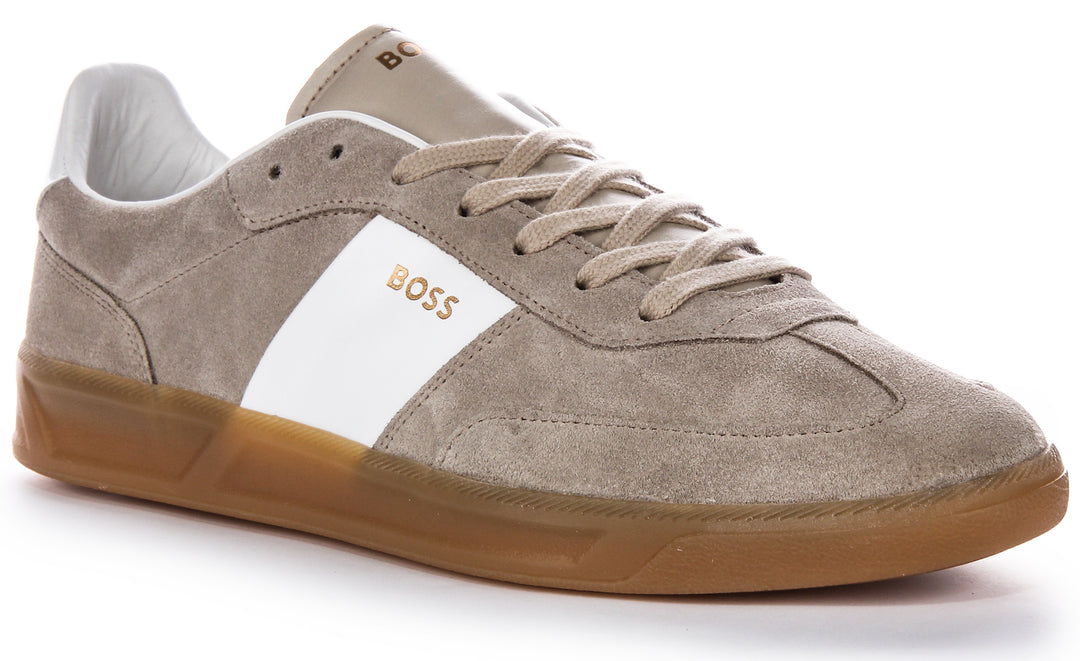 Boss Brandon Tenn Sd Baskets en cuir suédé pour hommes en gris blanc