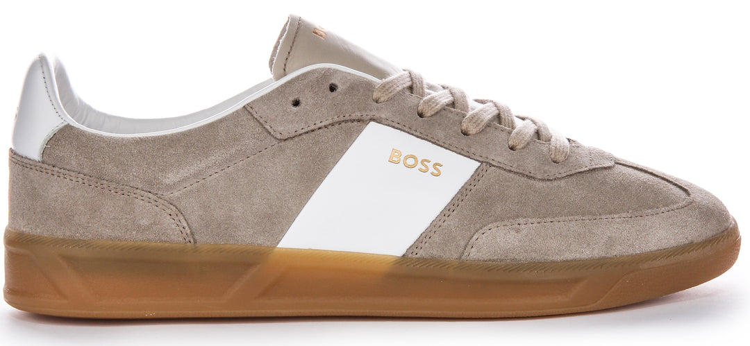 Boss Brandon Tenn Sd Baskets en cuir suédé pour hommes en gris blanc